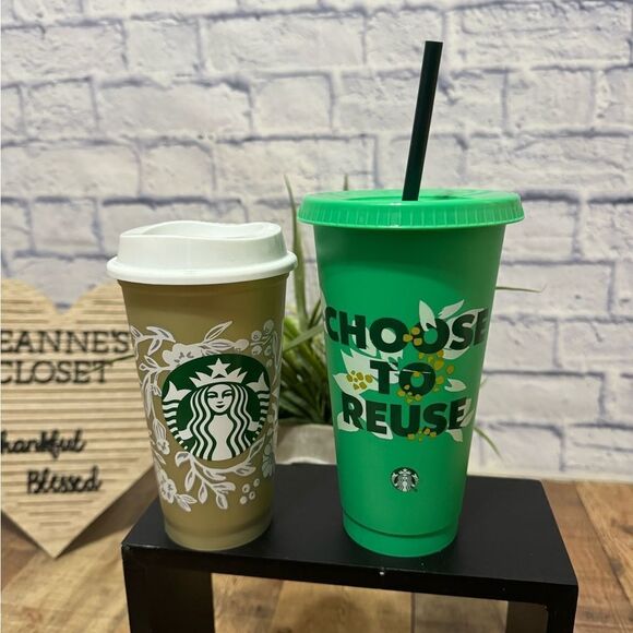 2023 STARBUCKS EARTH DAY CHOOSE TO REUSE VENTI COLD CUP & HOLIDAY HOT CUP - Picture 1 of 11